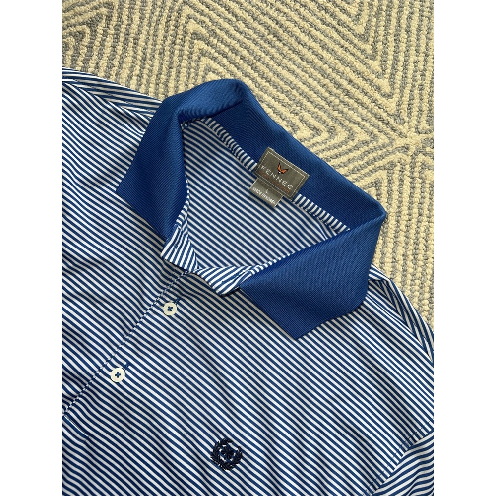 Fennec Performance Polo Shirt - Blue/White Stripe‎ - Large